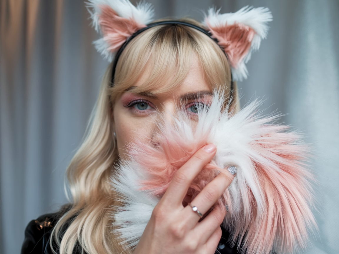 Metallplug mit flauschigem Plüsch-Schwanz und passenden Katzen-Öhrchen für Petplay - einzeln oder als Set!