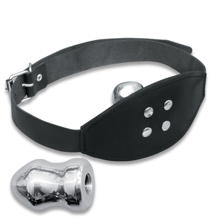 Ledermundknebel mit Aludildo(innen)