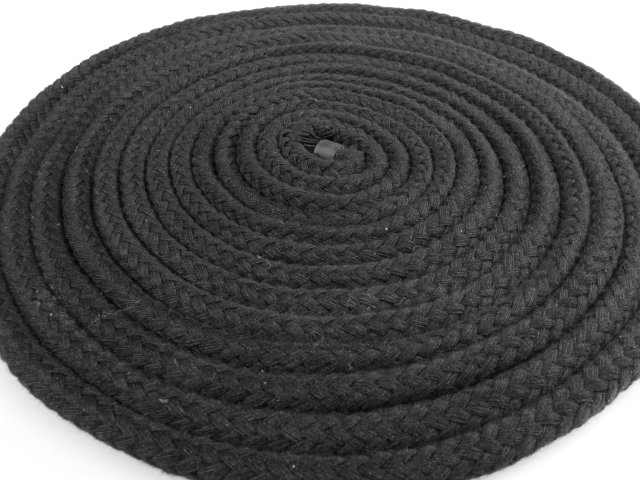10 Meter Baumwoll-Seil 8mm schwarz mit Seele