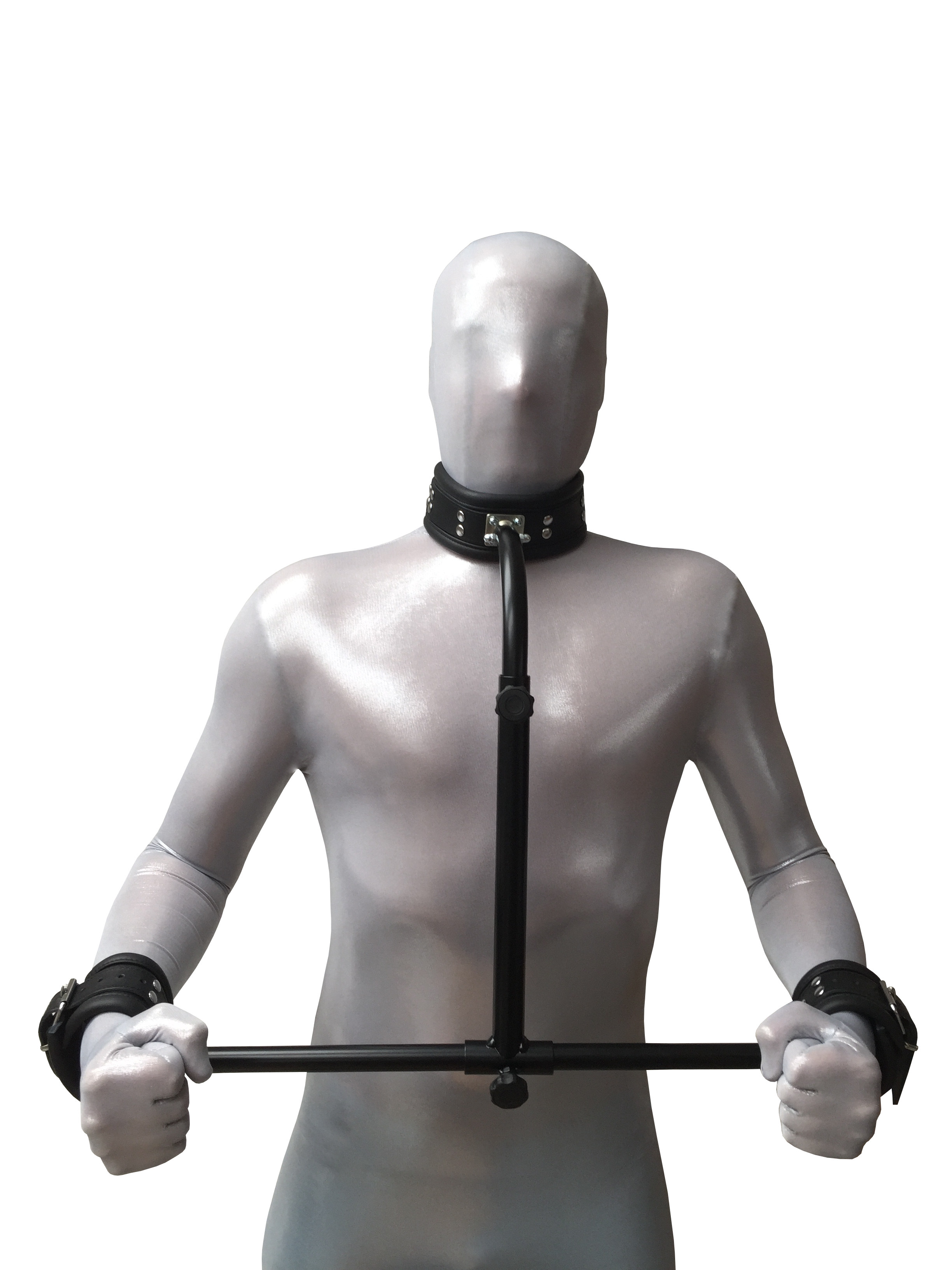 Hals Hände Metall Pranger (Pulverbeschichtet) mit Leder Fesseln