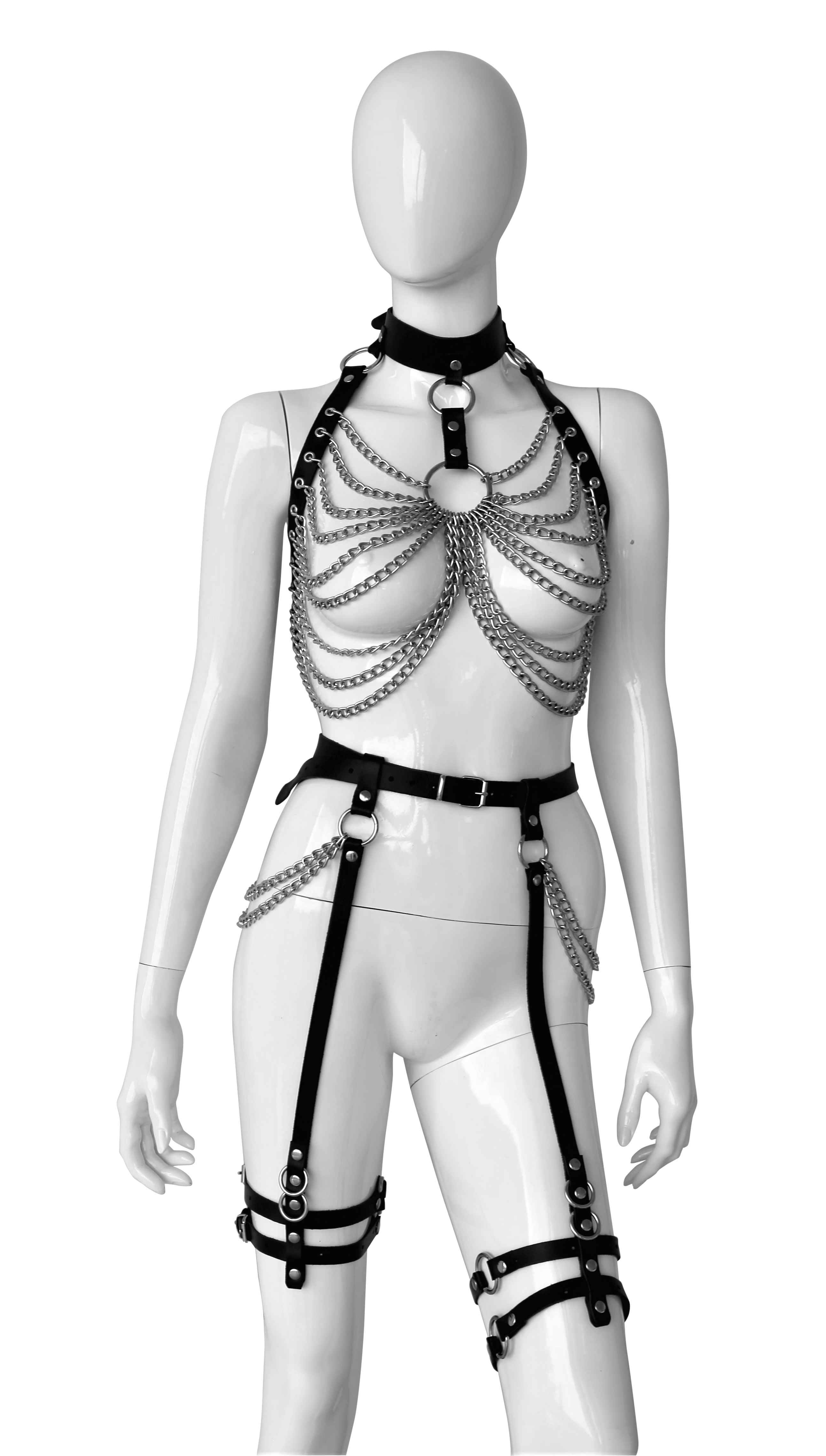 Leder Set mit Ketten "The new Woman"